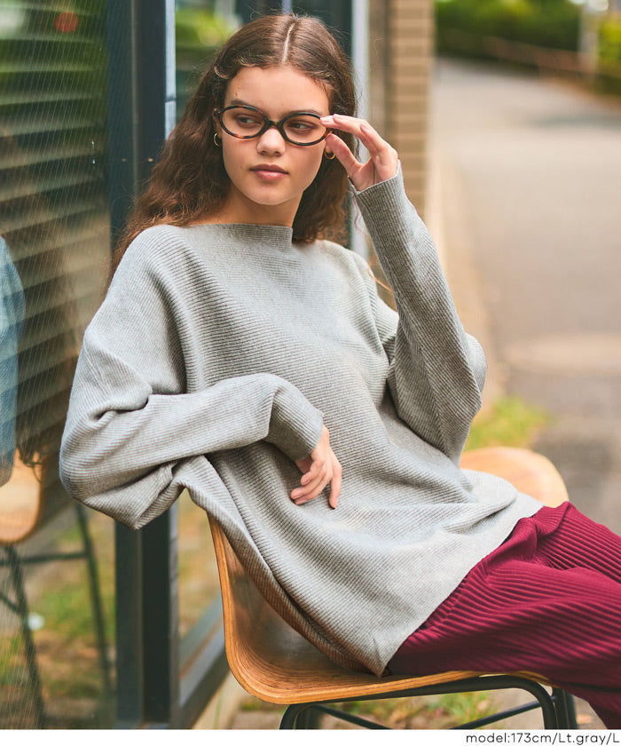 Dolman sleeve and boat neck knit