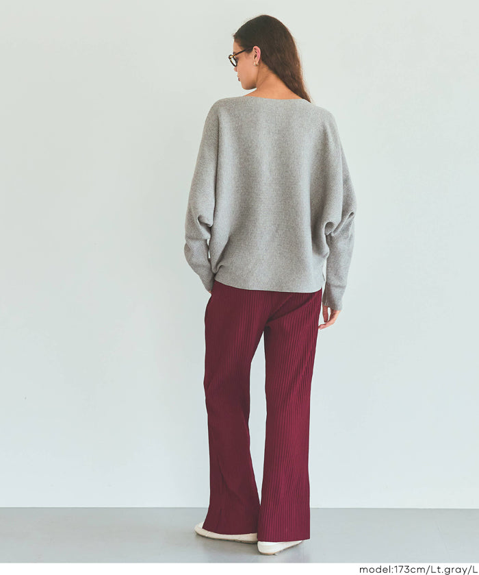 Dolman sleeve and boat neck knit