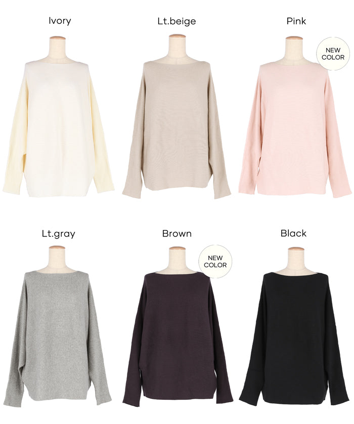 Dolman sleeve and boat neck knit
