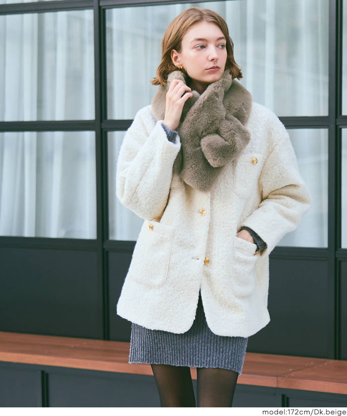 ティペットレディースヌードストールフェイクファーマフラーエコファー無地ムル変買23aw coca コカ