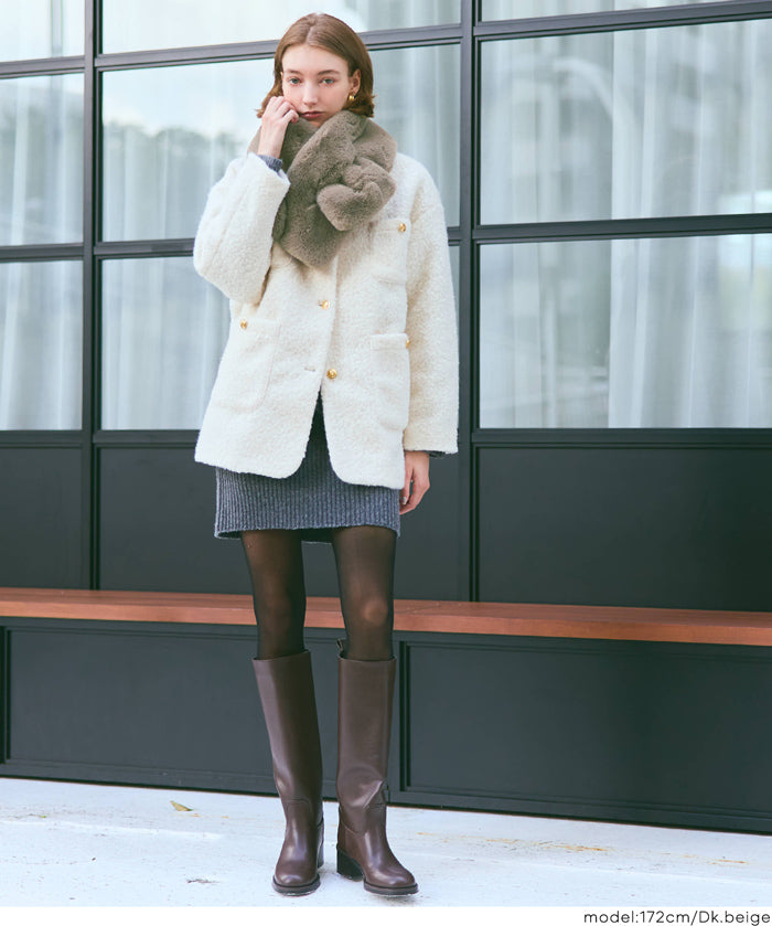 ティペットレディースヌードストールフェイクファーマフラーエコファー無地ムル変買23aw coca コカ