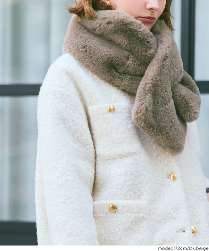 ティペットレディースヌードストールフェイクファーマフラーエコファー無地ムル変買23aw coca コカ