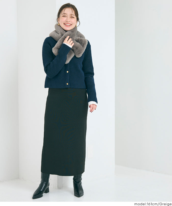 ティペットレディースヌードストールフェイクファーマフラーエコファー無地ムル変買23aw coca コカ