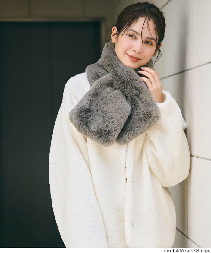 ティペットレディースヌードストールフェイクファーマフラーエコファー無地ムル変買23aw coca コカ