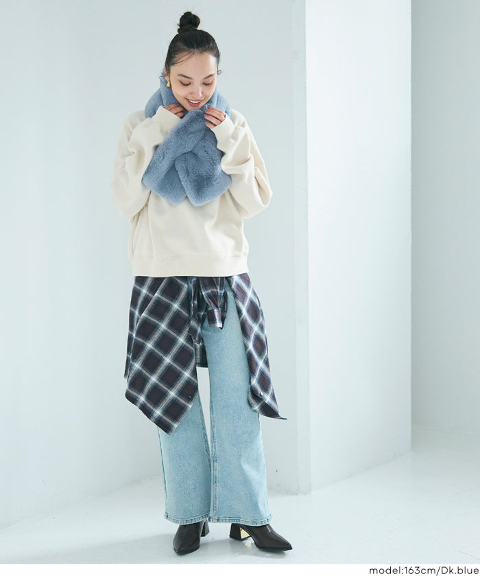 ティペットレディースヌードストールフェイクファーマフラーエコファー無地ムル変買23aw coca コカ