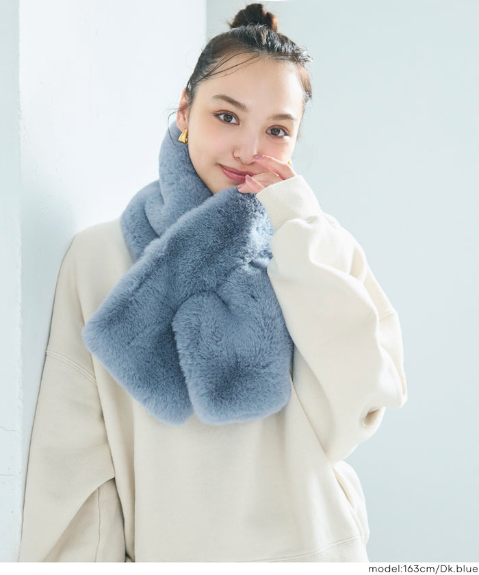 ティペットレディースヌードストールフェイクファーマフラーエコファー無地ムル変買23aw coca コカ