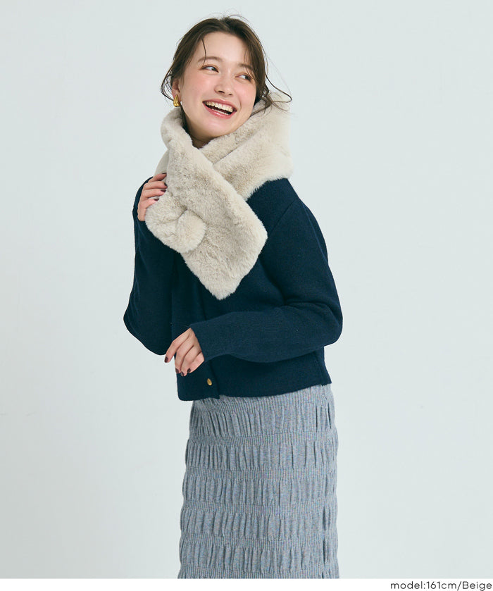 ティペットレディースヌードストールフェイクファーマフラーエコファー無地ムル変買23aw coca コカ