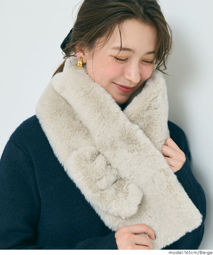 ティペットレディースヌードストールフェイクファーマフラーエコファー無地ムル変買23aw coca コカ