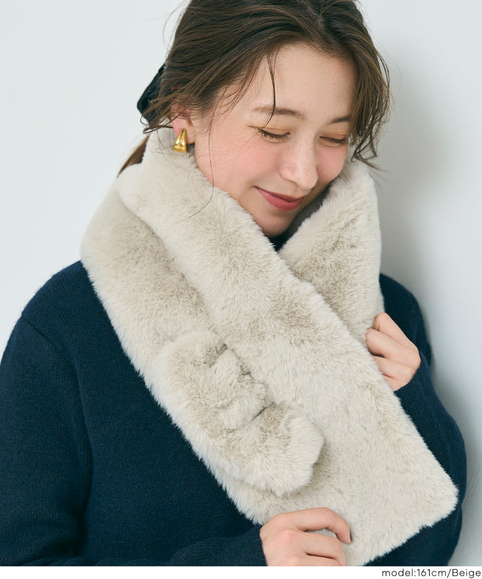 ティペットレディースヌードストールフェイクファーマフラーエコファー無地ムル変買23aw coca コカ