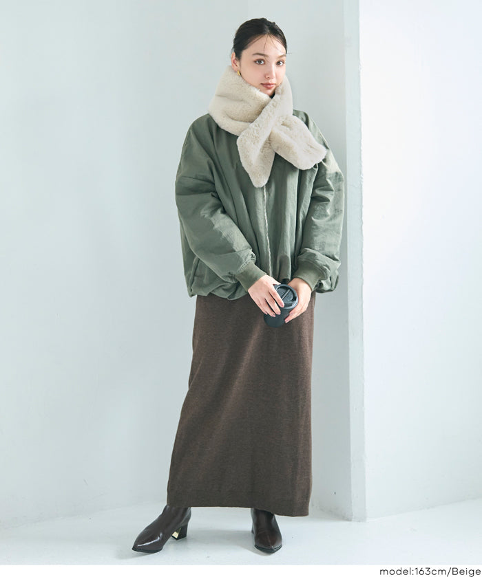 ティペットレディースヌードストールフェイクファーマフラーエコファー無地ムル変買23aw coca コカ