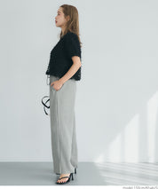 Self-cut easy care ribbed wide pants