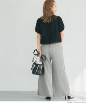 Self-cut easy care ribbed wide pants