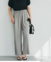 Self-cut easy care ribbed wide pants