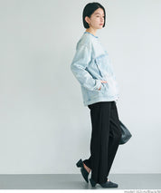 Self-cut easy care ribbed wide pants