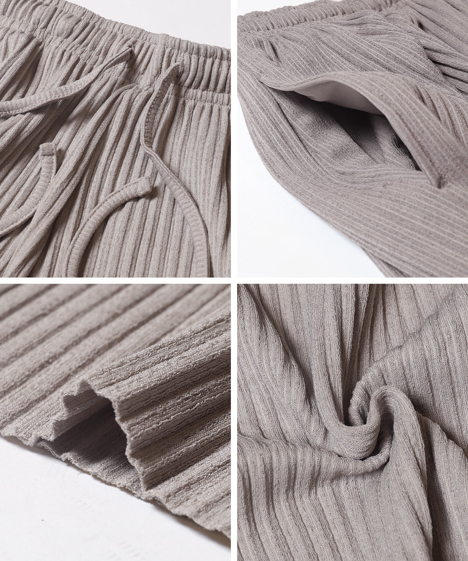 Self-cut easy care ribbed wide pants