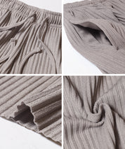 Self-cut easy care ribbed wide pants