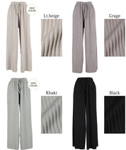 Self-cut easy care ribbed wide pants