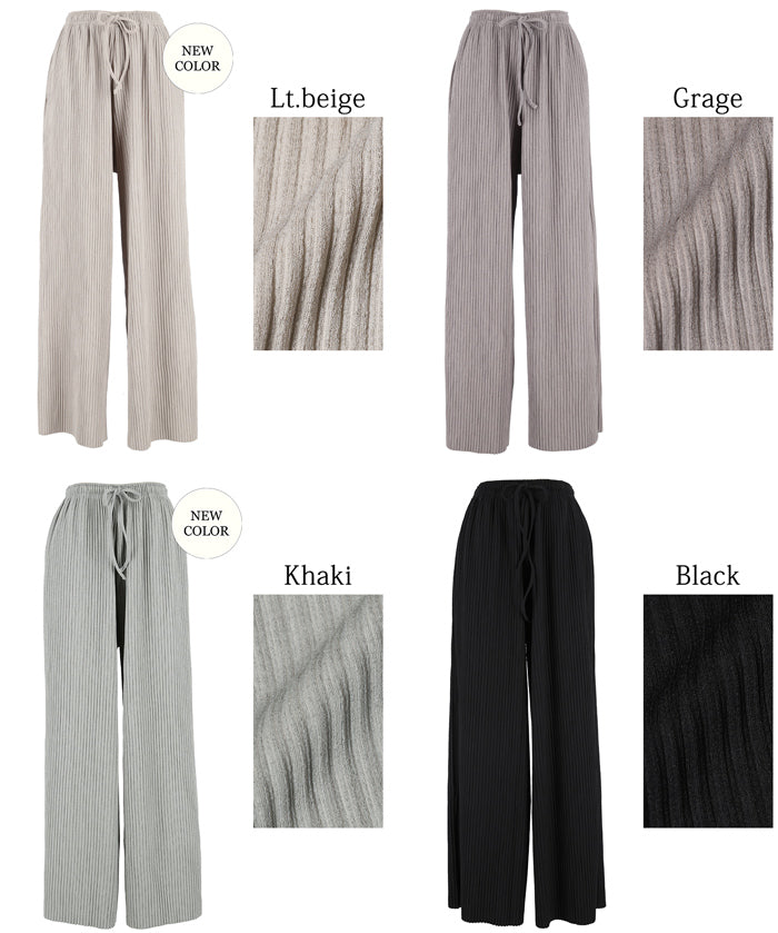 Self-cut easy care ribbed wide pants