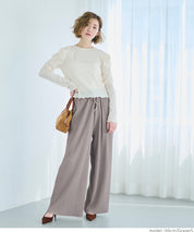 Self-cut easy care ribbed wide pants