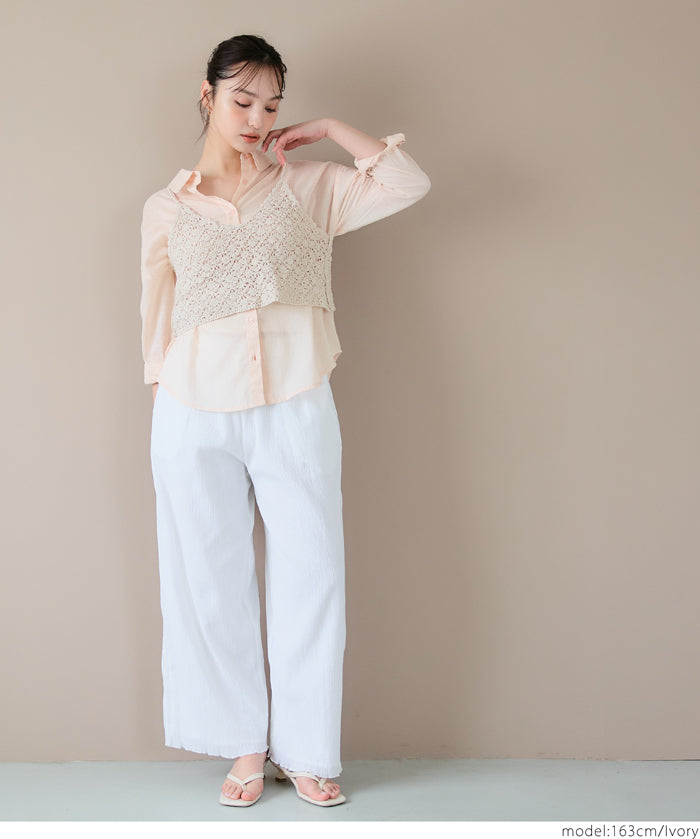 Japanese style crochet lace spaghetti strap vest