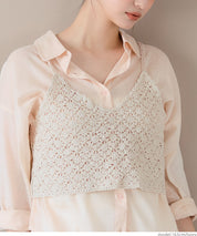 Japanese style crochet lace spaghetti strap vest
