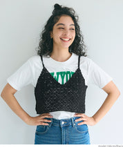 Japanese style crochet lace spaghetti strap vest