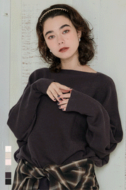 Dolman sleeve and boat neck knit