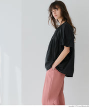 Airy cotton ruffled half-sleeve shirt