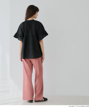 Airy cotton ruffled half-sleeve shirt