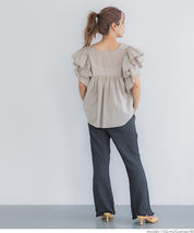 Dopamine Japanese style lotus leaf sleeve cotton babydoll top