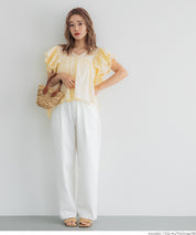 Dopamine Japanese style lotus leaf sleeve cotton babydoll top