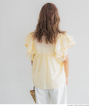 Dopamine Japanese style lotus leaf sleeve cotton babydoll top