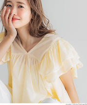 Dopamine Japanese style lotus leaf sleeve cotton babydoll top