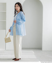 Airy cotton loose round neck long sleeve shirt