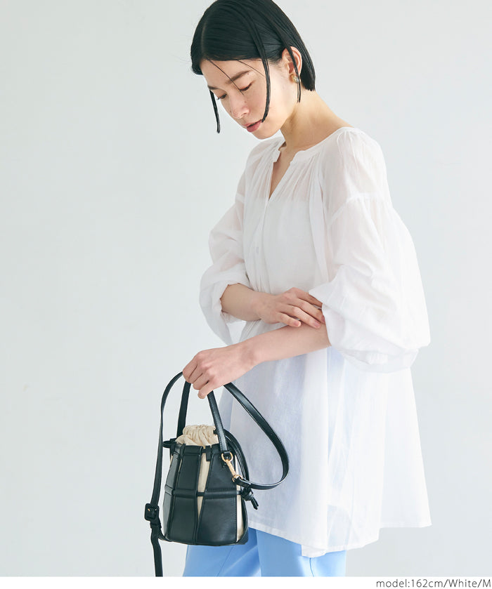 Airy cotton loose round neck long sleeve shirt