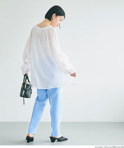 Airy cotton loose round neck long sleeve shirt