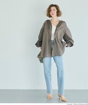 Airy cotton loose round neck long sleeve shirt
