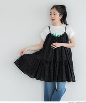 Japanese-style layered A-line spaghetti strap midi top