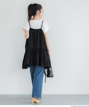 Japanese-style layered A-line spaghetti strap midi top