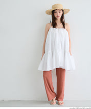 Japanese-style layered A-line spaghetti strap midi top