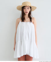 Japanese-style layered A-line spaghetti strap midi top