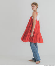 Japanese-style layered A-line spaghetti strap midi top