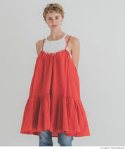 Japanese-style layered A-line spaghetti strap midi top