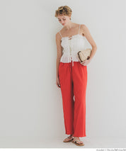 Cotton Japanese-style bow-tie spaghetti-strap vest