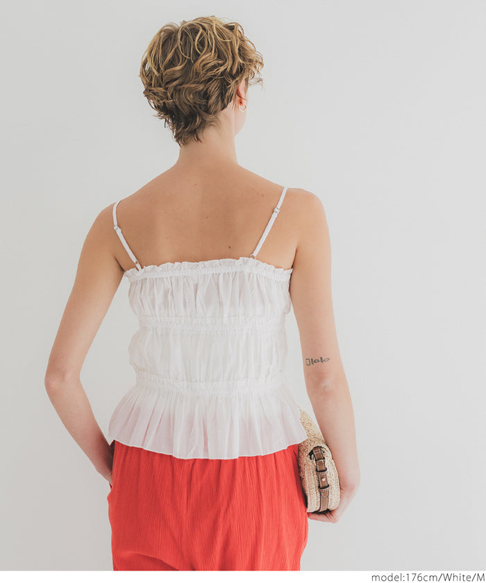 Cotton Japanese-style bow-tie spaghetti-strap vest