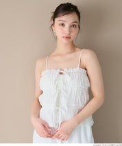 Cotton Japanese-style bow-tie spaghetti-strap vest