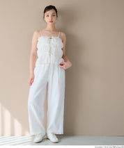 Cotton Japanese-style bow-tie spaghetti-strap vest