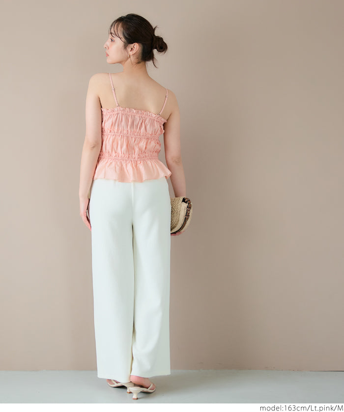 Cotton Japanese-style bow-tie spaghetti-strap vest