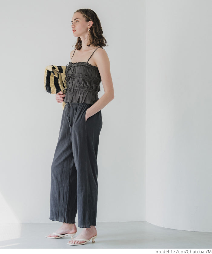 Cotton Japanese-style bow-tie spaghetti-strap vest