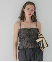 Cotton Japanese-style bow-tie spaghetti-strap vest